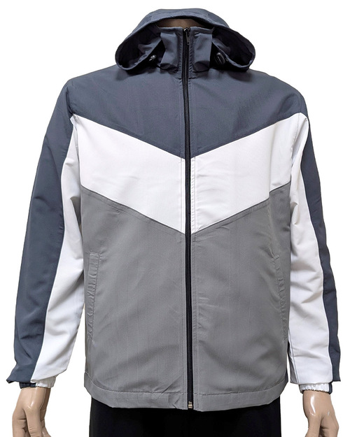 連帽風衣外套 可拆帽 洞洞布內裡 深灰配白灰 <span>COAT-C-01c</span>  |商品介紹|外套【訂製 / 現貨款】|休閒外套【訂製款】