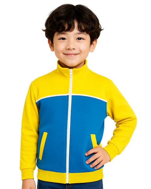 國小運動服-翠藍配黃<span>KINDER-W-A07</span>  |商品介紹|學校制服/幼兒園制服|幼兒園/學校運動服【訂製】冬季