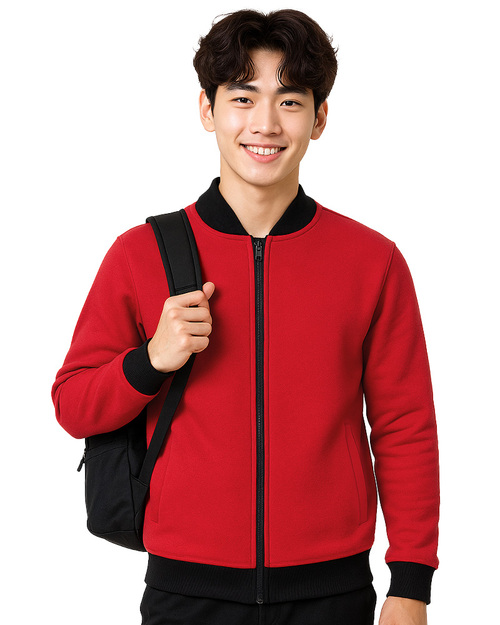 棒球外套 訂製拉鍊款 紅配黑 <span>CTCAN-B-12</span>  |商品介紹|外套【訂製 / 現貨款】|針織外套 大人款