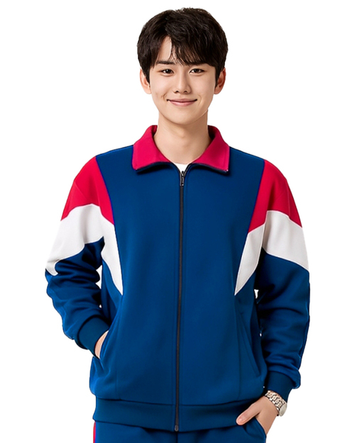 高中運動服-寶藍配白紅 <span>KINDER-W-A09</span>  |商品介紹|學校制服/幼兒園制服|幼兒園/學校運動服【訂製】冬季