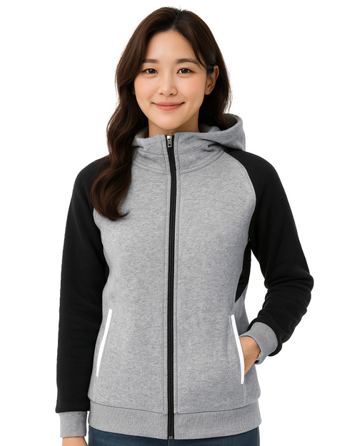 帽T外套 訂製 斜袖高領 灰配黑<span>CTCANB-A-23</span>  |商品介紹|外套【訂製 / 現貨款】|針織連帽外套 大人款