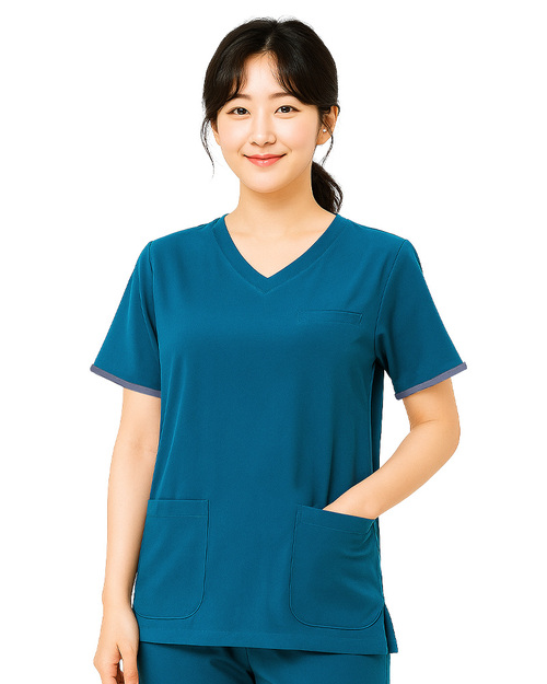 V領手術服 肩開釦款-湖水藍-腰身版<span>DOCA-B01-02</span>