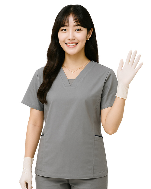 V領檔片 剪接斜口袋手術服-灰色<span>DOCA-A03-02a</span>