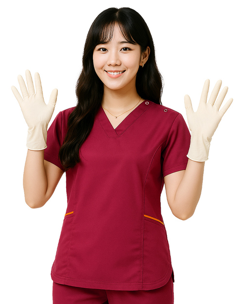 V領接片斜口袋手術服-肩開釦款-酒紅<span>DOCA-A03-01a</span>