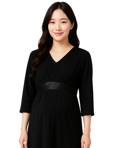 V領 七分袖 孕婦裝 黑<span>DRCANG-B07-00424</span>  |商品介紹|洋裝 裙裝 【訂製款】|特殊洋裝【訂製款】
