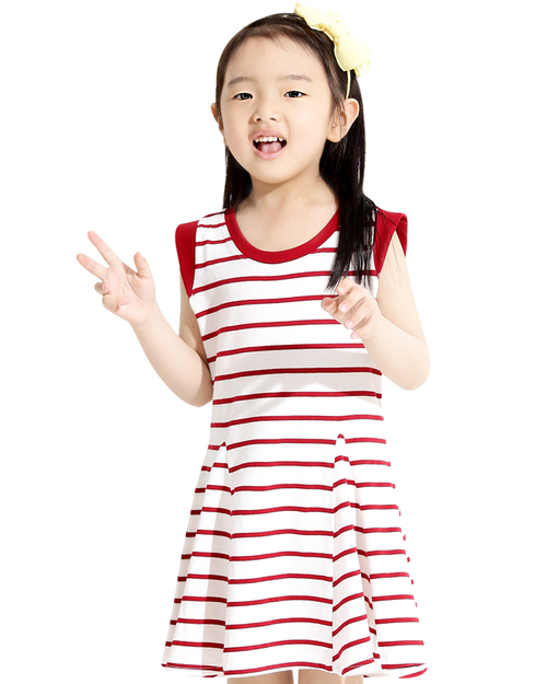 無袖 洋裝 訂製 白底紅條 童<span>DRCANK-A00-00423</span>  |商品介紹|洋裝 裙裝 【訂製款】|洋裝 兒童【訂製款】