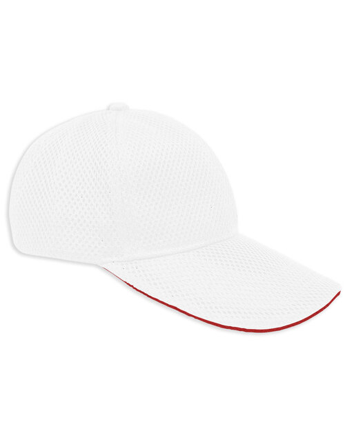 六片帽訂製/太空網布-白夾紅<span>HAR-B-04</span>  |商品介紹|帽子【現貨款】|太空網布帽