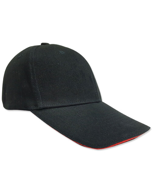 磨毛六片帽銅釦現貨-黑夾紅<span>HBH-A-01</span>  |商品介紹|帽子【現貨款】|磨毛帽