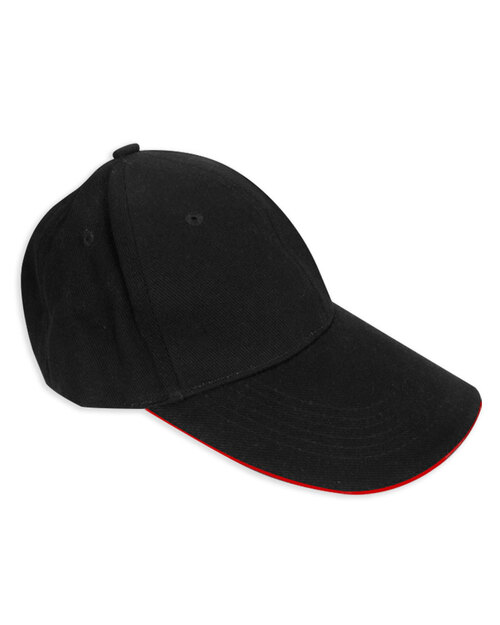 六片磨毛帽訂製款-黑夾紅<span>HBH-B-08</span>  |商品介紹|帽子【訂製款】|帽子素面款【訂製款】