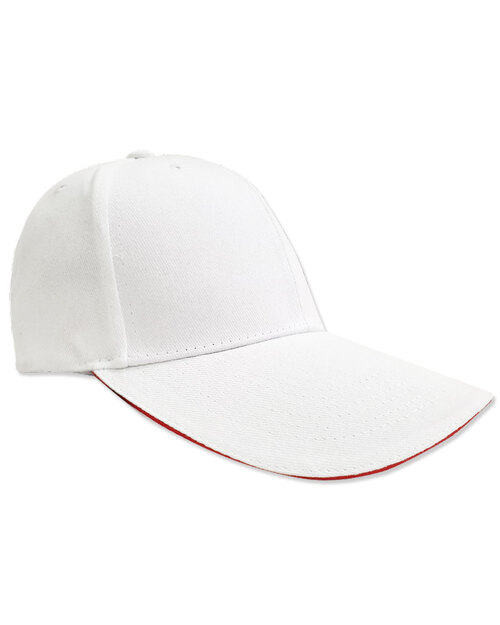 磨毛六片帽銅釦現貨-白夾紅<span>HBH-A-02</span>  |商品介紹|帽子【現貨款】|磨毛帽