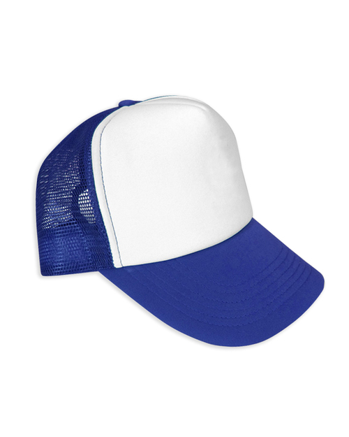 卡車泡棉帽訂製-白配寶藍<span>HCF-B-15</span>  |商品介紹|帽子【訂製款】|泡棉網帽【訂製款】