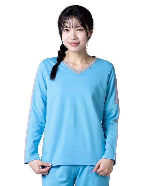 健檢服 女版-水藍配灰 <span>HELTH-W-A05</span>  |商品介紹|醫護服/手術服/手術帽/健檢服/哺乳衣【訂製款】|健檢服 【訂製款】