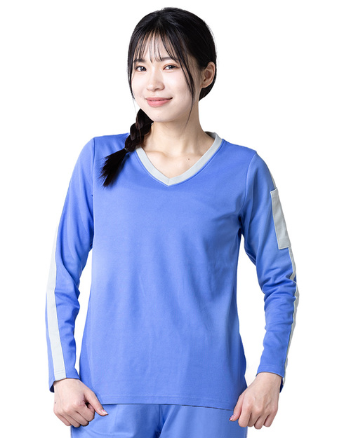 健檢服 女版-藍紫配灰 <span>HELTH-W-A07</span>  |商品介紹|醫護服/手術服/手術帽/健檢服/哺乳衣【訂製款】|健檢服 【訂製款】
