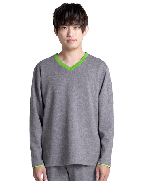 健檢服 男版 深麻灰配綠 <span>HELTH-M-B16</span>  |商品介紹|醫護服/手術服/手術帽/健檢服/哺乳衣【訂製款】|健檢服 【訂製款】