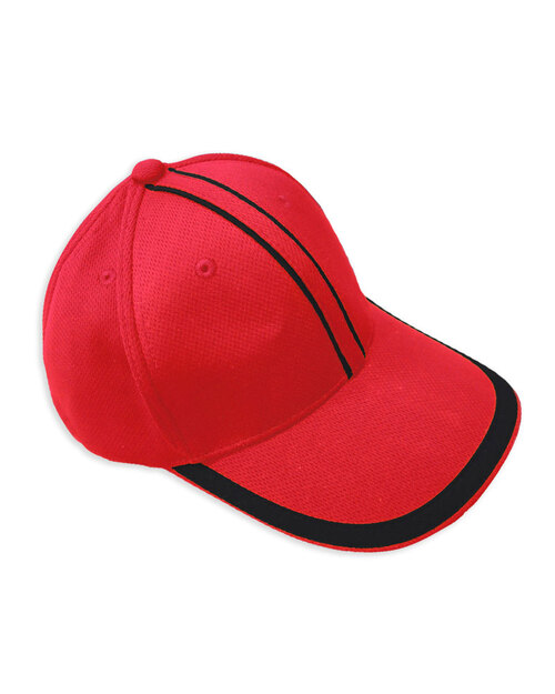 六片帽訂製/排汗迪克帽-紅配黑<span>HHC-B-02</span>  |商品介紹|帽子【訂製款】|帽子接片造型款【訂製款】