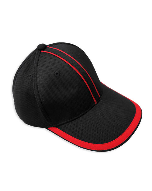 六片帽訂製/排汗迪克帽-黑配紅<span>HHC-B-03</span>  |商品介紹|帽子【訂製款】|帽子接片造型款【訂製款】