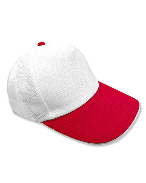 五片交織網帽日型釦現貨-白/紅<span>HIN-A-05</span>  |商品介紹|帽子【現貨款】|交織網帽