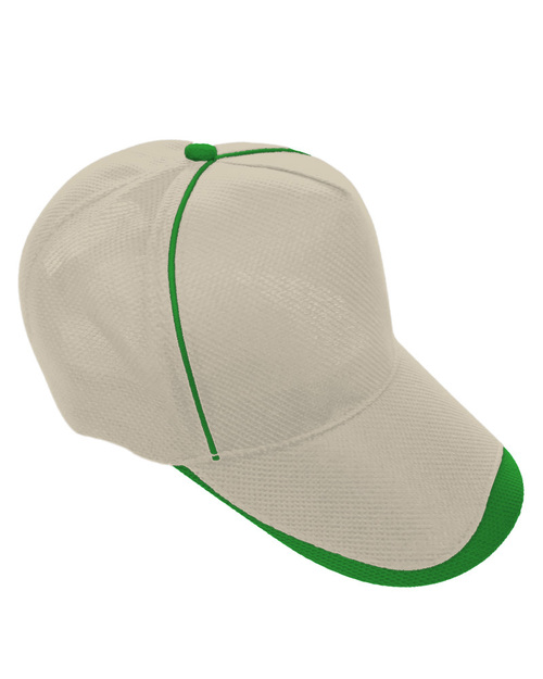 交織五片帽 兔唇水骨型-米白配綠 <span>HIN-A2a-14</span>  |商品介紹|帽子【現貨款】|交織網帽