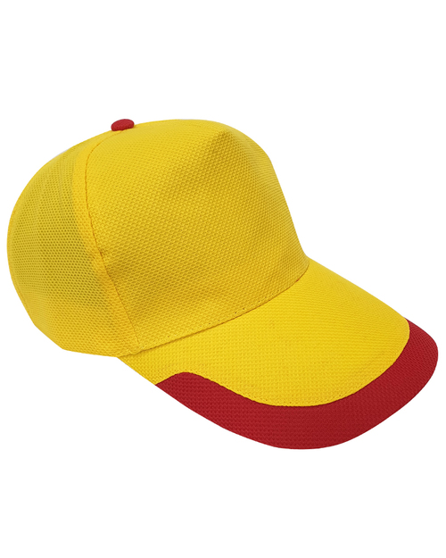 交織網帽五片帽日型扣現貨-金黃配紅U型 <span>HIN-A3-03</span>  |商品介紹|帽子【現貨款】|交織網帽