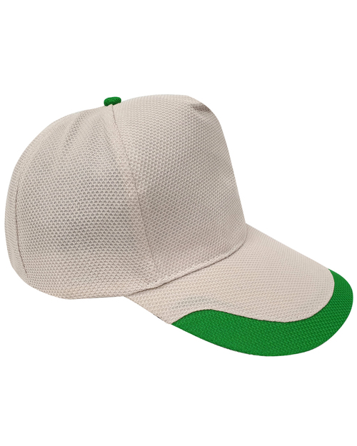 交織網帽五片帽日型扣現貨-米白配綠U型 <span>HIN-A3-06</span>  |商品介紹|帽子【現貨款】|交織網帽