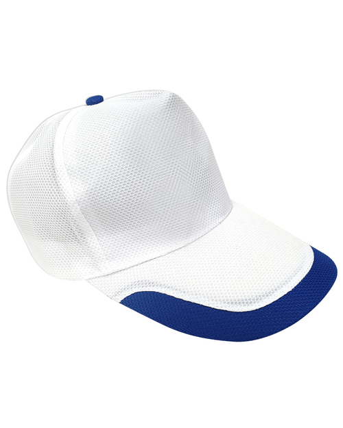 交織網帽五片帽日型扣現貨-白配寶藍U型 <span>HIN-A3-09</span>  |商品介紹|帽子【現貨款】|交織網帽