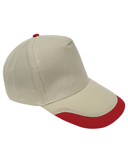 交織網帽五片帽日型扣現貨-米白配紅U型 <span>HIN-A3-12</span>  |商品介紹|帽子【現貨款】|交織網帽