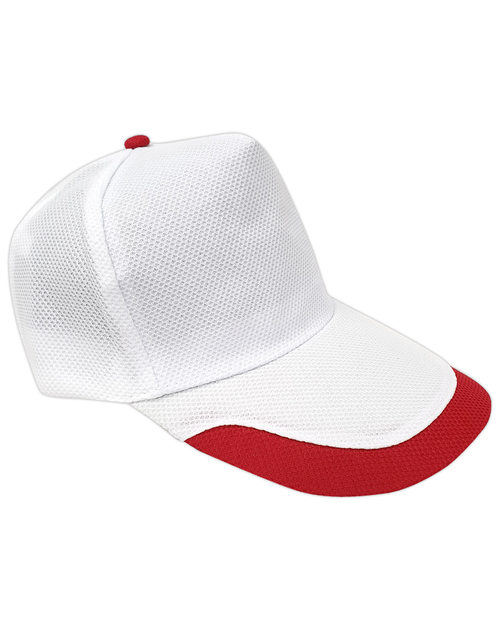交織網帽五片帽日型扣現貨-白配紅U型 <span>HIN-A3-13</span>  |商品介紹|帽子【現貨款】|交織網帽