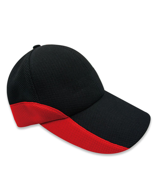 六片帽訂製/流線造型款-黑配紅<span>HIN-B-07</span>  |商品介紹|帽子【訂製款】|帽子接片造型款【訂製款】
