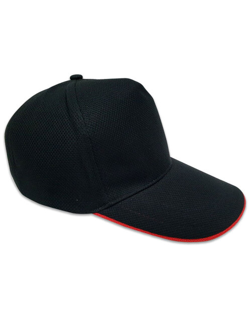 五片交織網帽訂製-黑配紅<span>HIN-B-15</span>  |商品介紹|帽子【訂製款】|帽子素面款【訂製款】