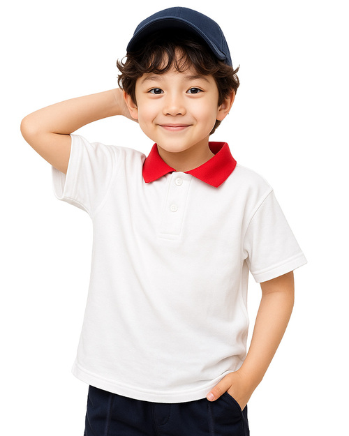 國小運動服-白配紅領/丈青褲 <span>KINDER-S-P01a</span>