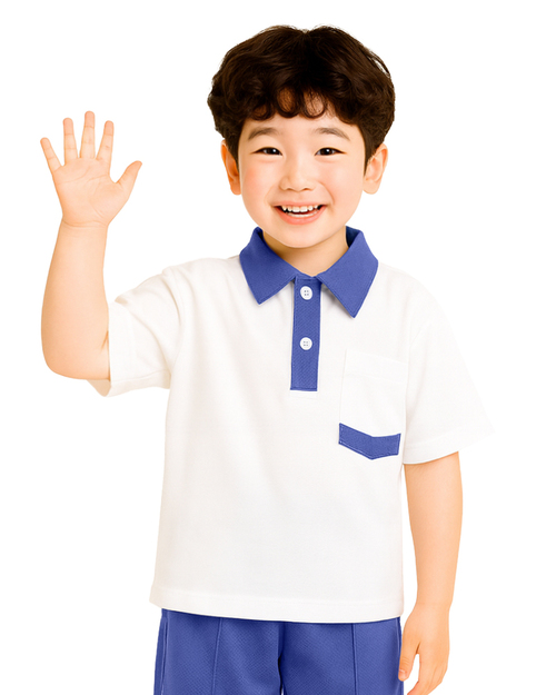 夏季國小運動服-POLO衫白配紫 <span>KINDER-S-P03</span>