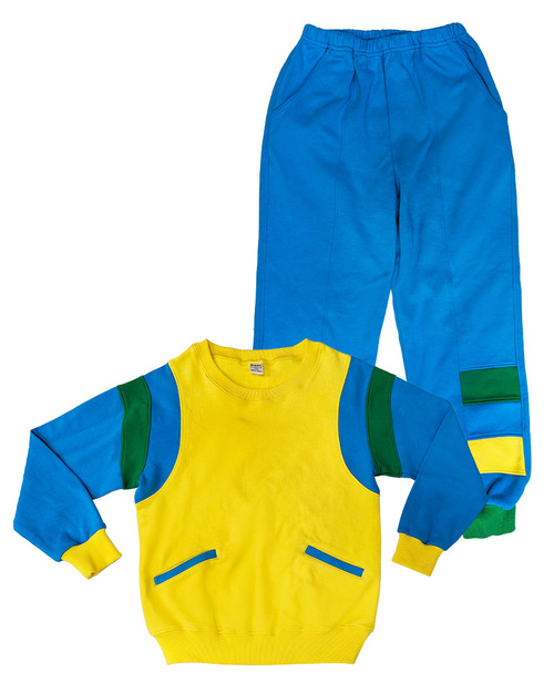 長袖剪接袖運動套服 訂製 黃配翠藍綠<span>KINDER-W-B02</span>  |商品介紹|T恤客製化【訂製款】|T恤訂製長袖童版