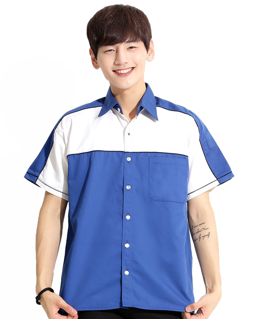 經理服短袖訂製款-寶藍/白<span>MAG-A13</span>  |商品介紹|工安 職安制服/工作服/工作褲【訂製】|經理服 【訂製款】