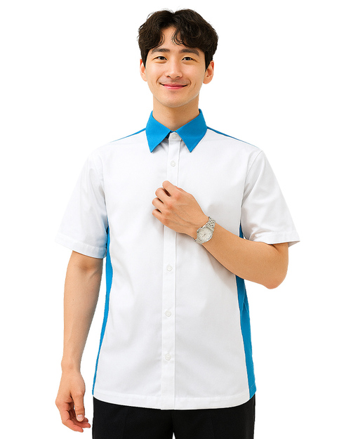 工作經理服 訂製款｜短袖 白配藍｜<span>MAG-A19</span>