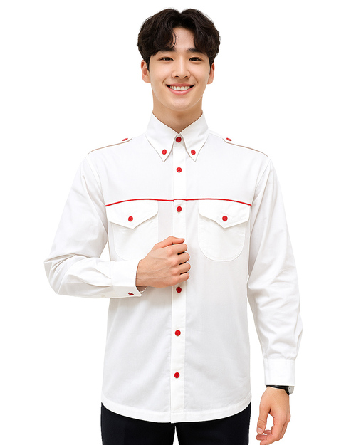 工作經理服｜長袖 訂製款 白配紅｜<span>MAG-B02</span>