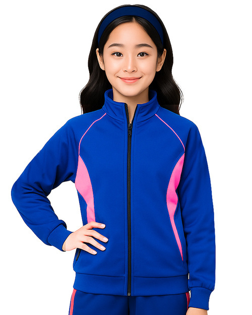 高中運動服-寶藍配白粉<span>KINDER-W-A01</span>  |商品介紹|學校制服/幼兒園制服|幼兒園/學校運動服外套【訂製】