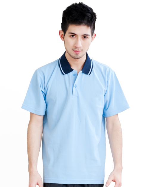 POLO衫中性訂製款休閒風-藍配丈青領藍條 <span>PCANB-P01-00214</span>