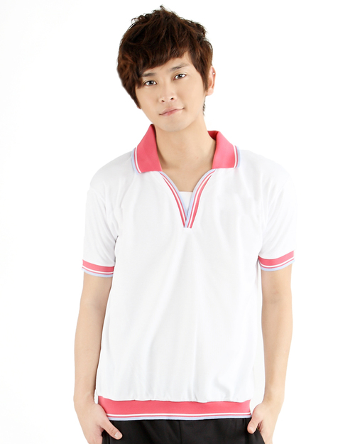 POLO衫訂製v領中性款-白粉紅 <span>PCANB-B01-00210</span>