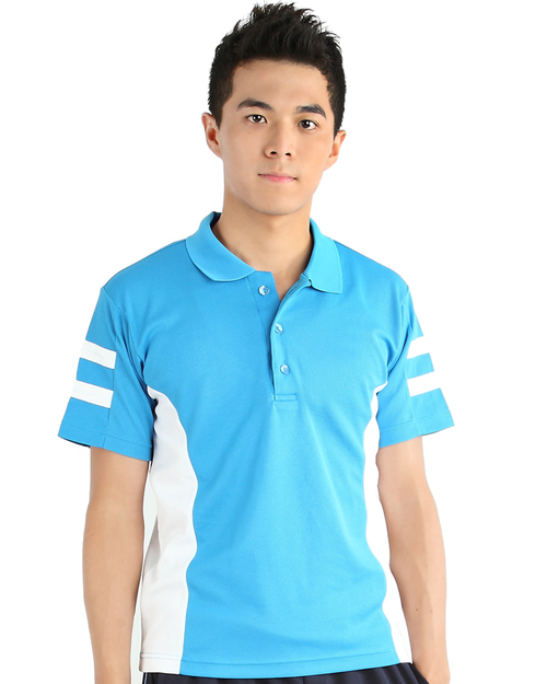 POLO衫訂製款運動風中性-藍配白雙線袖 <span>PCANB-P01-00247</span>