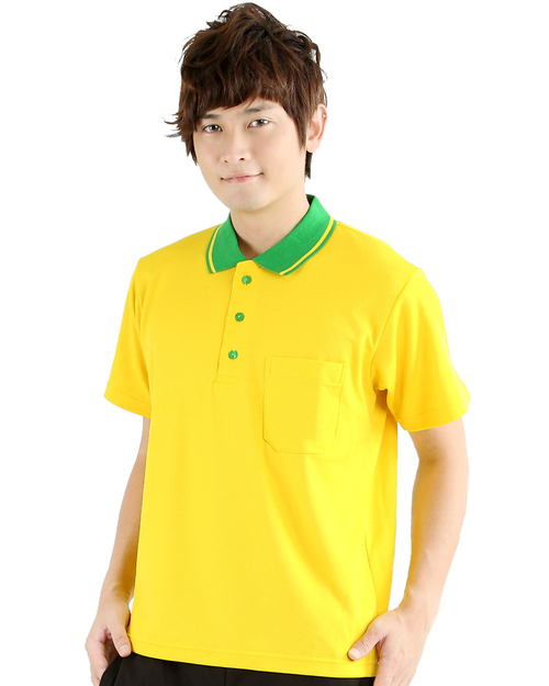 POLO衫中性訂製款有口袋-黃配綠領黃條 <span>PCANB-P01-00256</span>