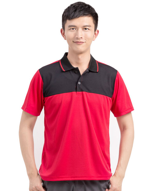 POLO衫短袖訂製款接片-紅配黑 <span>PCANB-P01-00431</span>