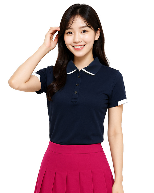 POLO 訂製｜短袖 中性版修腰身｜丈青配白｜<span>PCANB-P01-00454</span>