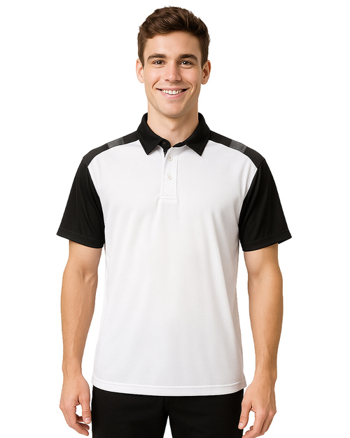 POLO衫短袖訂製｜肩接片白配黑灰｜<span>PCANB-P01-00486</span>