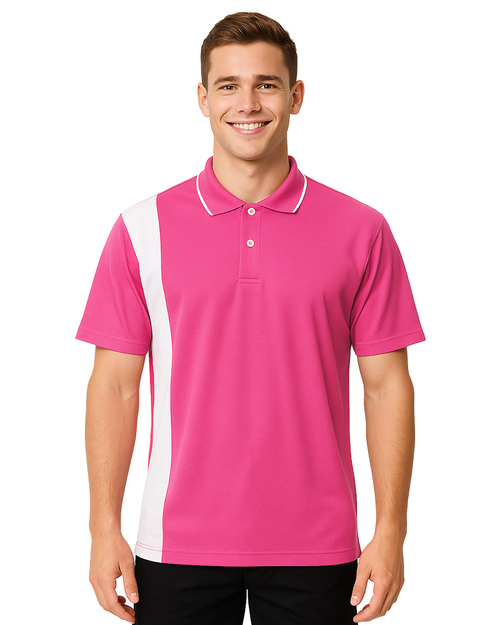 POLO衫短袖訂製｜側邊剪接｜桃紅配白｜<span>PCANB-P01-00497</span>