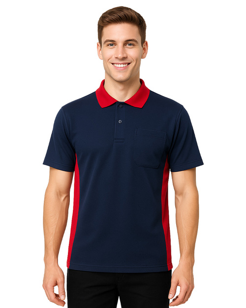 POLO衫短袖訂製｜腰側剪接｜丈青配紅｜<span>PCANB-P01-00499</span>