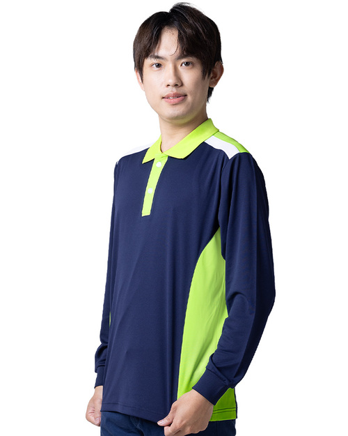 POLO衫長袖訂製-丈青配綠白 <span>PCANB-P12-00494</span>  |商品介紹|POLO衫客製化【訂製款】|POLO衫長袖訂製中性版