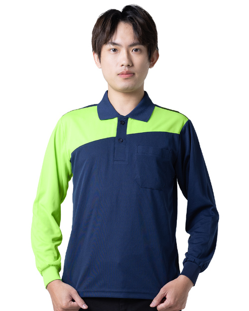 POLO衫長袖訂製-丈青配綠 <span>PCANB-P12-00498</span>  |商品介紹|POLO衫客製化【訂製款】|POLO衫長袖訂製中性版