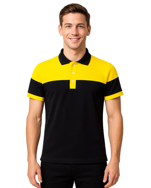 POLO 訂製 短袖｜剪接拚色款｜黑配黃｜<span>PCANB-P21-00002</span>
