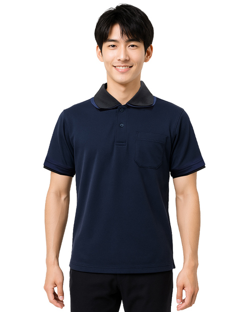 POLO衫訂製｜中性短袖｜雙領雙袖丈青配黑｜<span>PCANB-S01-00474</span>