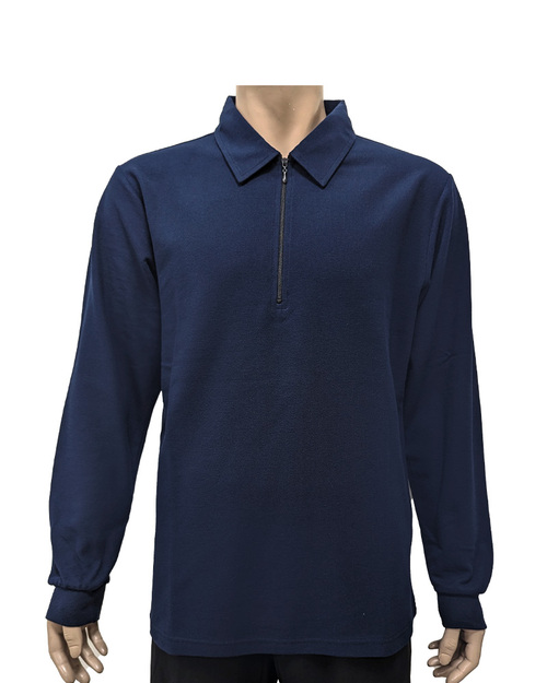 POLO 訂製  長袖 拉鍊領 丈青 <span>PCANB-S22-00396</span>  |商品介紹|POLO衫客製化【訂製款】|POLO衫長袖訂製中性版
